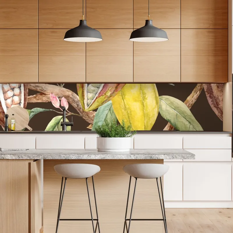 Naklejka repozycjonowalna akwarelowy wzór strąków kakaowych – Wallissimo® Naklejka repozycjonowalna akwarelowy wzór strąków kakaowych – Wallissimo®