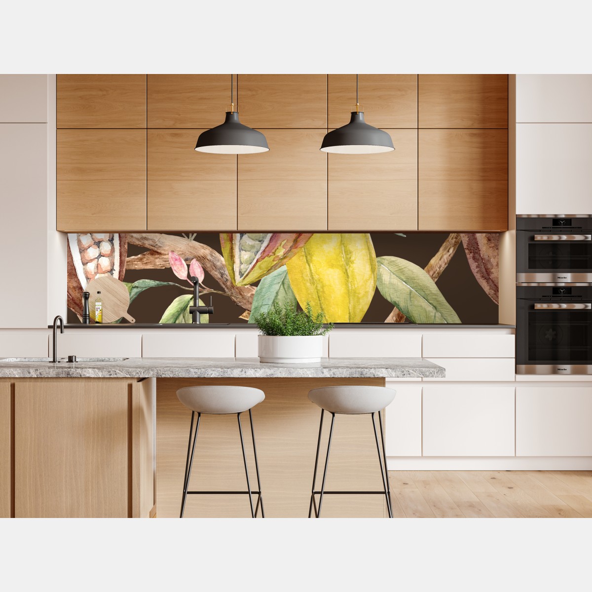 Naklejka repozycjonowalna akwarelowy wzór strąków kakaowych – Wallissimo® Naklejka repozycjonowalna akwarelowy wzór strąków kakaowych – Wallissimo®