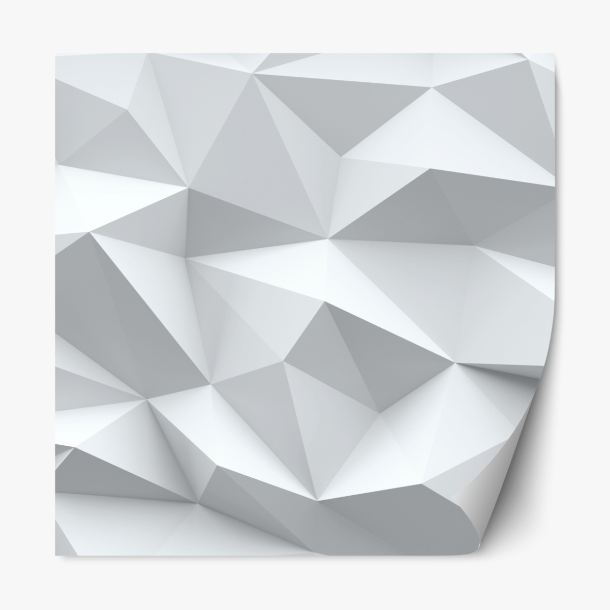 Repositionable sticker white three-dimensional low-poly geometric pattern