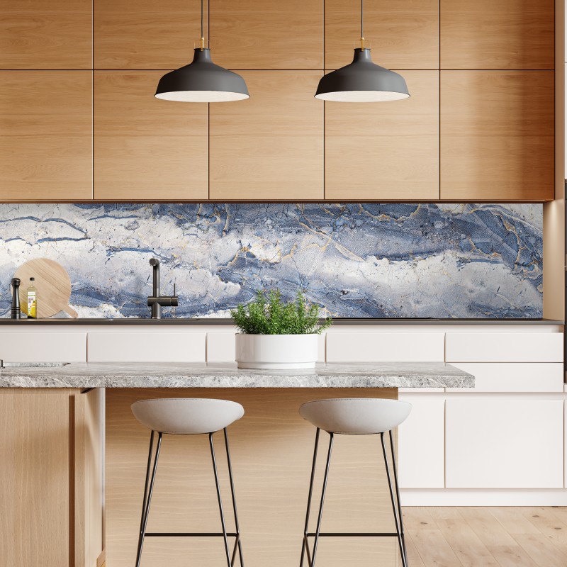 Naklejka repozycjonowalna niebieski marmur ze złotymi żyłami – Wallissimo® Naklejka repozycjonowalna niebieski marmur ze złotymi żyłami – Wallissimo®