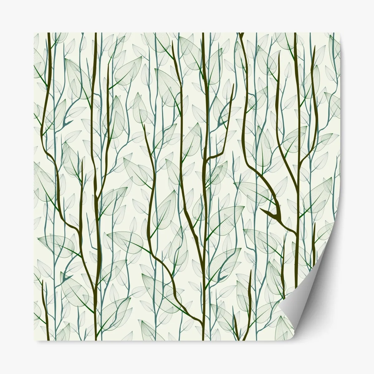 Naklejka repozycjonowalna delikatny wzór liści i gałęzi – Wallissimo® Naklejka repozycjonowalna delikatny wzór liści i gałęzi – Wallissimo®