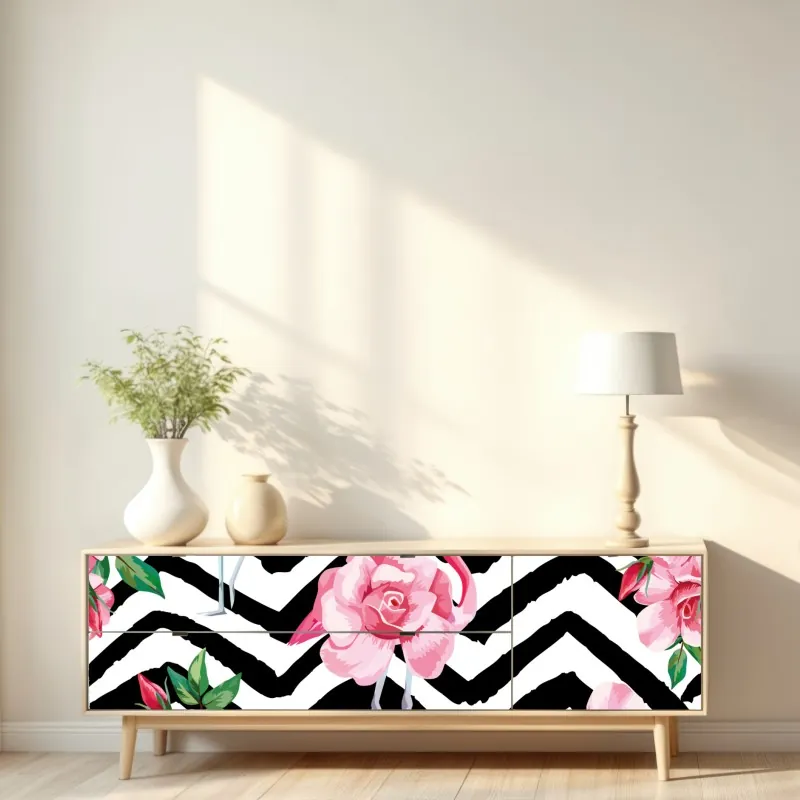 Naklejka repozycjonowalna tropikalny wzór z kakadu i kwiatami – Wallissimo®