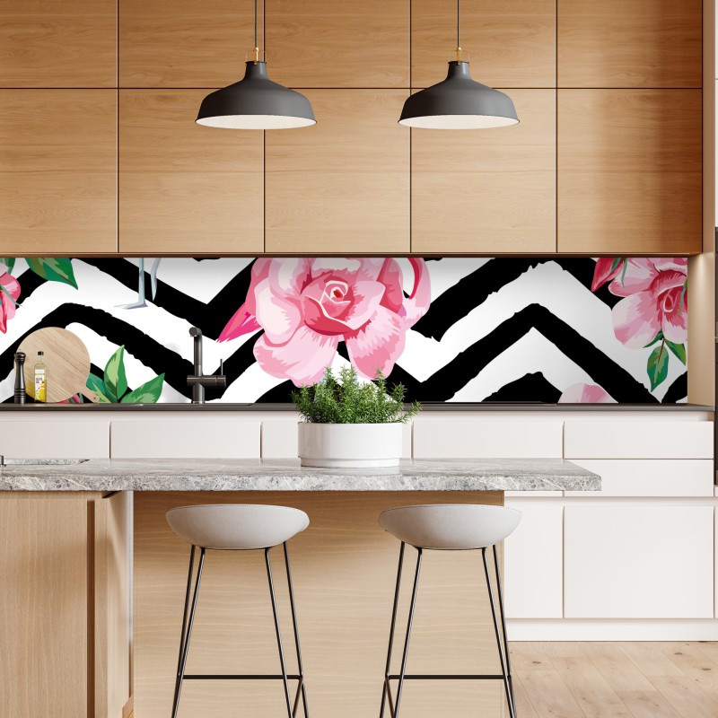 Naklejka repozycjonowalna tropikalny wzór z różowym flamingiem i różami – Wallissimo® Naklejka repozycjonowalna tropikalny wzór z różowym flamingiem i różami – Wallissimo®