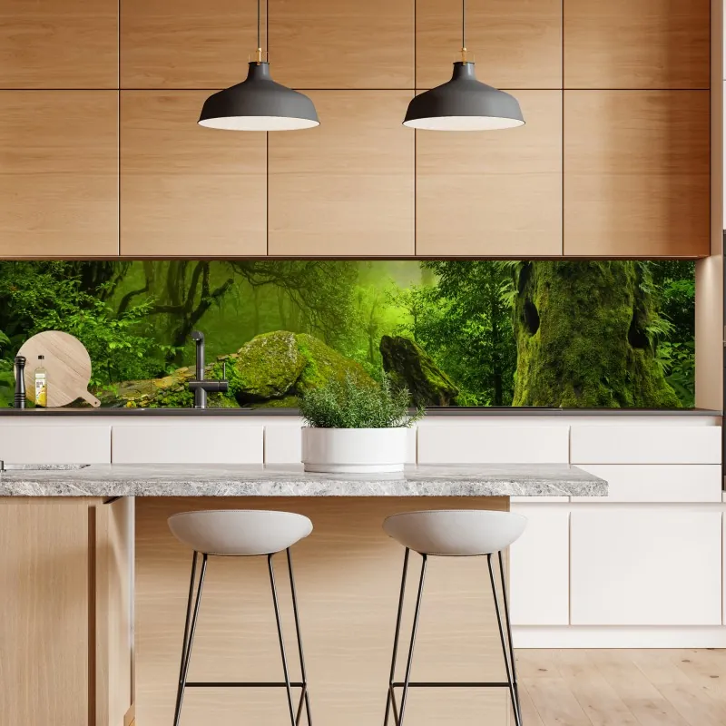 Naklejka repozycjonowalna leśny strumień porośnięty mchem – Wallissimo® Naklejka repozycjonowalna leśny strumień porośnięty mchem – Wallissimo®