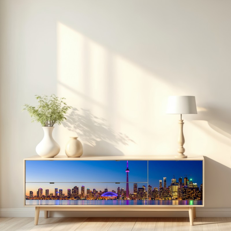 Naklejka repozycjonowalna Toronto panorama o zmierzchu – Wallissimo® Naklejka repozycjonowalna Toronto panorama o zmierzchu – Wallissimo®