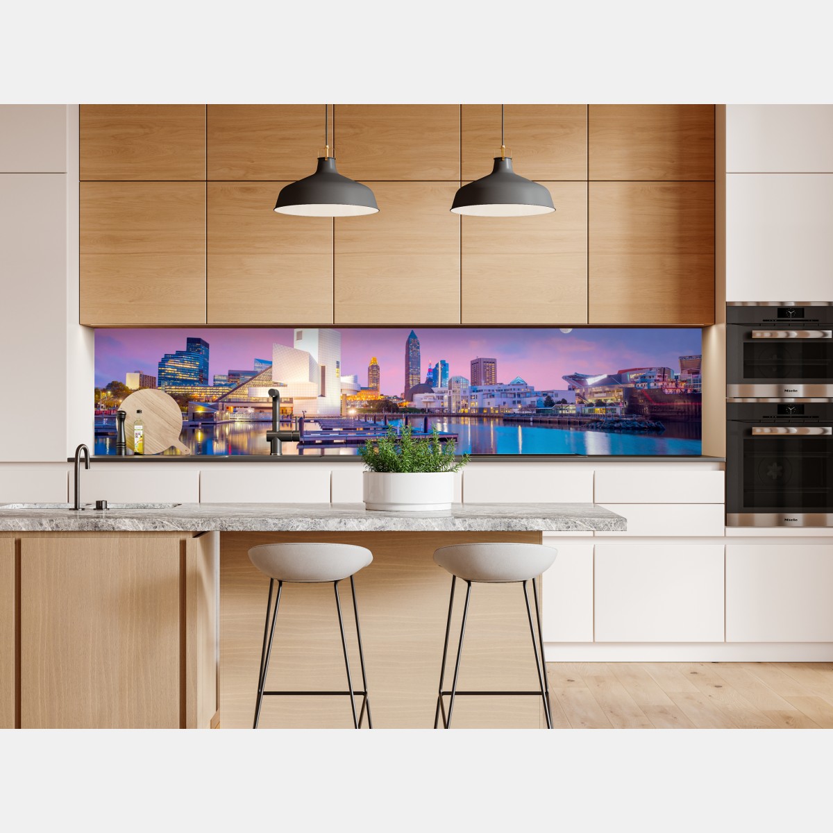 Naklejka repozycjonowalna panorama miasta Cleveland o zmierzchu – Wallissimo® Naklejka repozycjonowalna panorama miasta Cleveland o zmierzchu – Wallissimo®