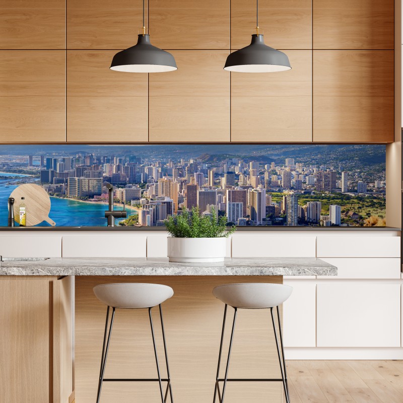 Naklejka repozycjonowalna panoramiczny widok na nadmorskie miasto – Wallissimo® Naklejka repozycjonowalna panoramiczny widok na nadmorskie miasto – Wallissimo®