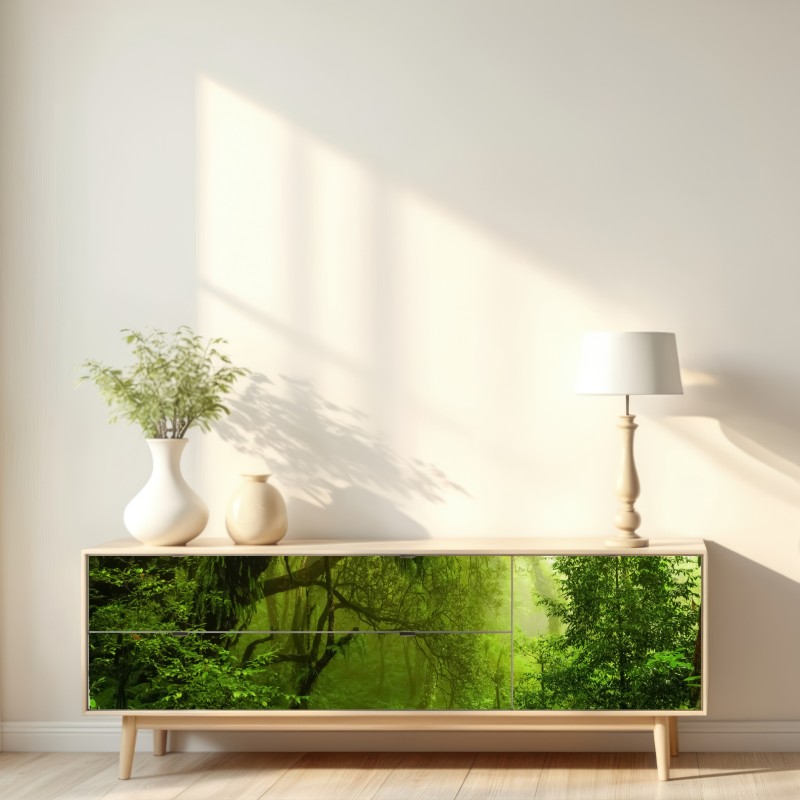 Naklejka repozycjonowalna bujna zielona leśna ścieżka – Wallissimo® Naklejka repozycjonowalna bujna zielona leśna ścieżka – Wallissimo®