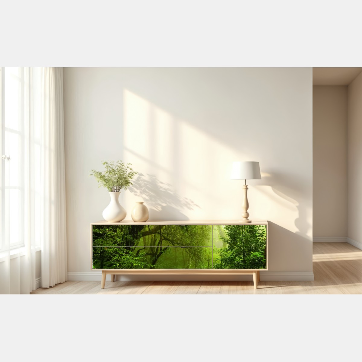 Naklejka repozycjonowalna bujna zielona leśna ścieżka – Wallissimo® Naklejka repozycjonowalna bujna zielona leśna ścieżka – Wallissimo®