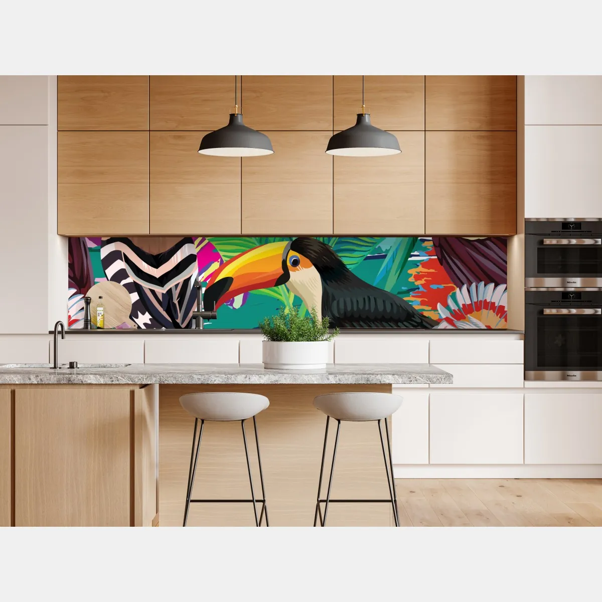 Naklejka repozycjonowalna żywe tropikalne ptaki w dżungli – Wallissimo® Naklejka repozycjonowalna żywe tropikalne ptaki w dżungli – Wallissimo®