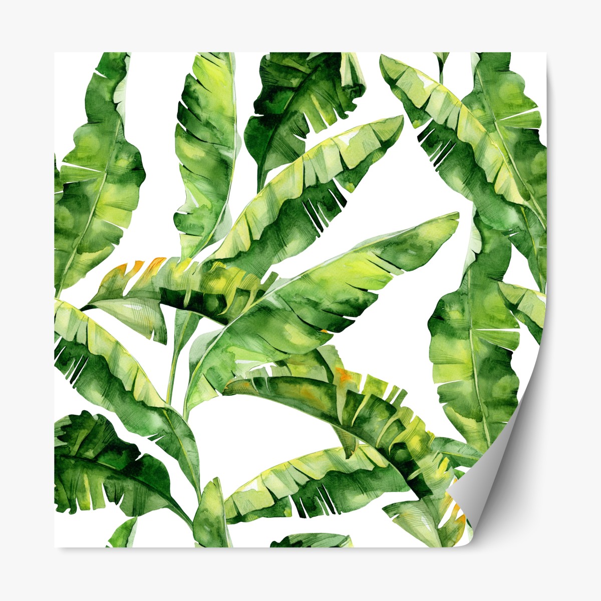 Repositionable sticker tropical banana leaf watercolor pattern