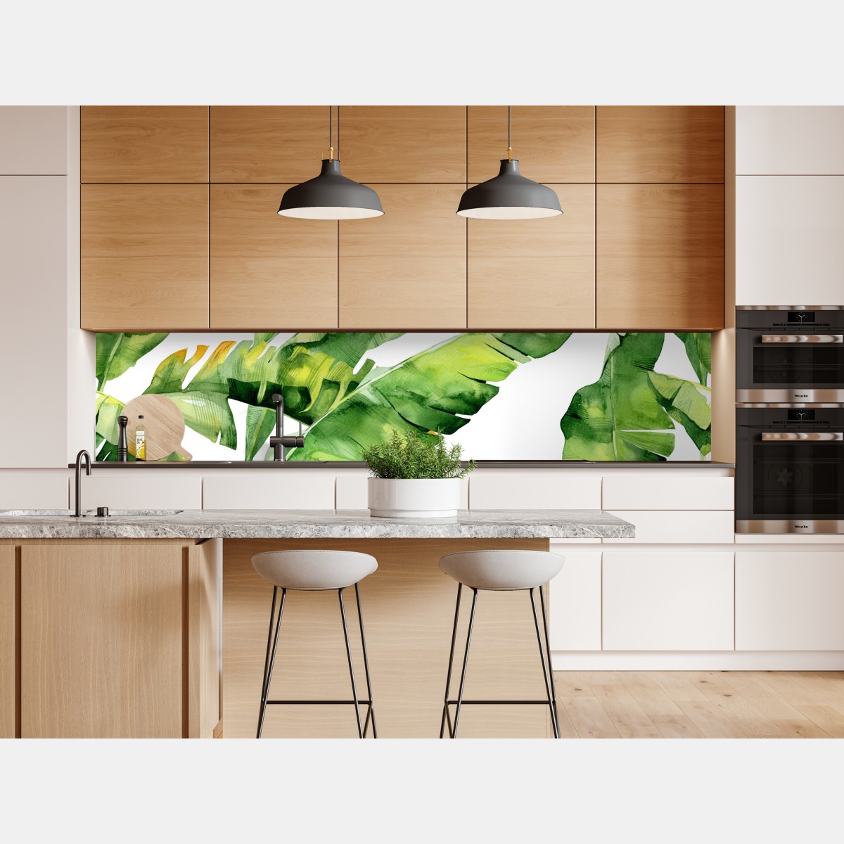 Naklejka repozycjonowalna tropikalny wzór z liśćmi bananowca w akwareli – Wallissimo® Naklejka repozycjonowalna tropikalny wzór z liśćmi bananowca w akwareli – Wallissimo®