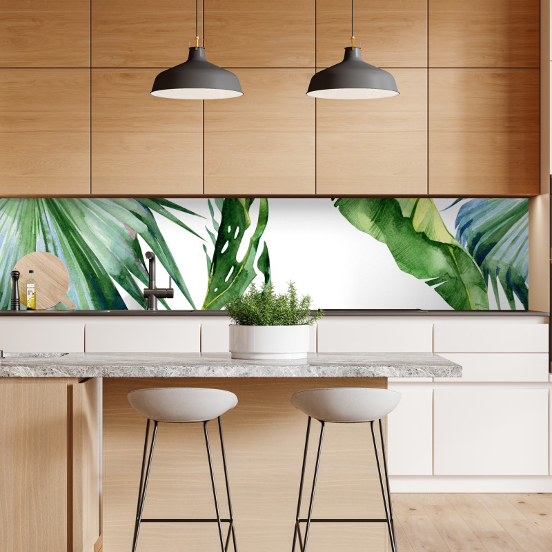 Naklejka repozycjonowalna tropikalny akwarelowy wzór liści palmowych – Wallissimo® Naklejka repozycjonowalna tropikalny akwarelowy wzór liści palmowych – Wallissimo®
