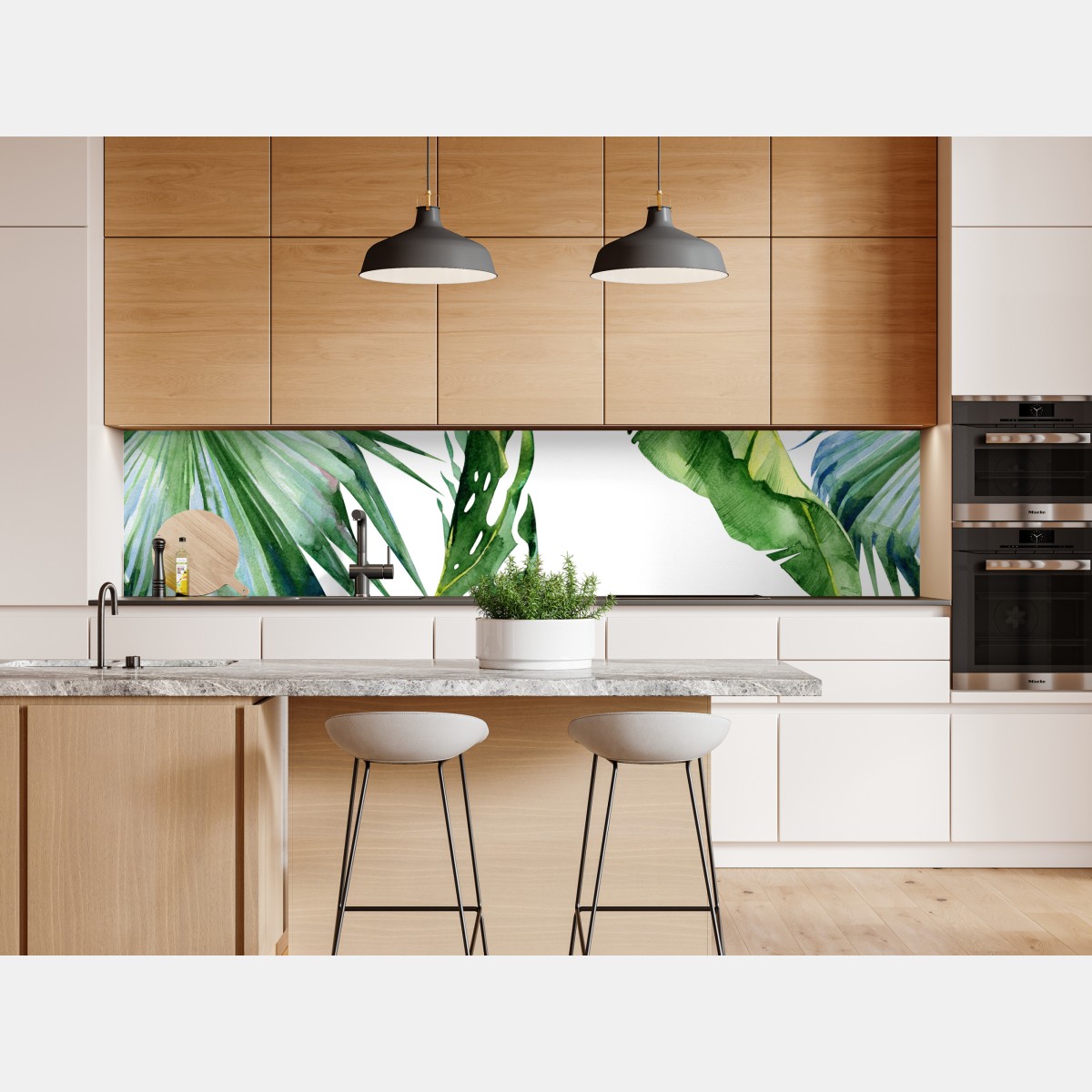 Naklejka repozycjonowalna tropikalny akwarelowy wzór liści palmowych – Wallissimo® Naklejka repozycjonowalna tropikalny akwarelowy wzór liści palmowych – Wallissimo®
