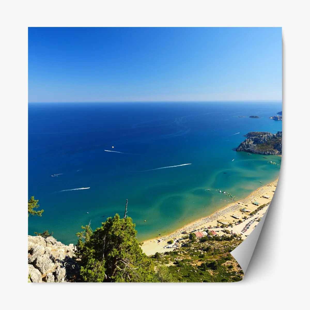 Naklejka repozycjonowalna spokojna turkusowa panorama wybrzeża – Wallissimo® Naklejka repozycjonowalna spokojna turkusowa panorama wybrzeża – Wallissimo®