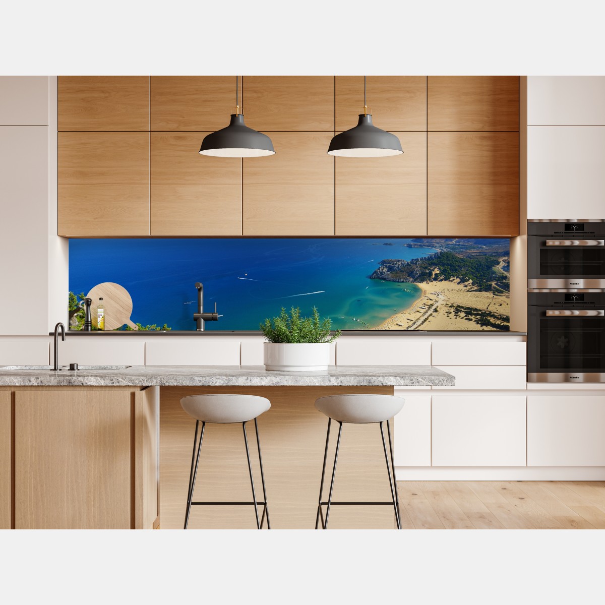 Naklejka repozycjonowalna spokojna turkusowa panorama wybrzeża – Wallissimo® Naklejka repozycjonowalna spokojna turkusowa panorama wybrzeża – Wallissimo®