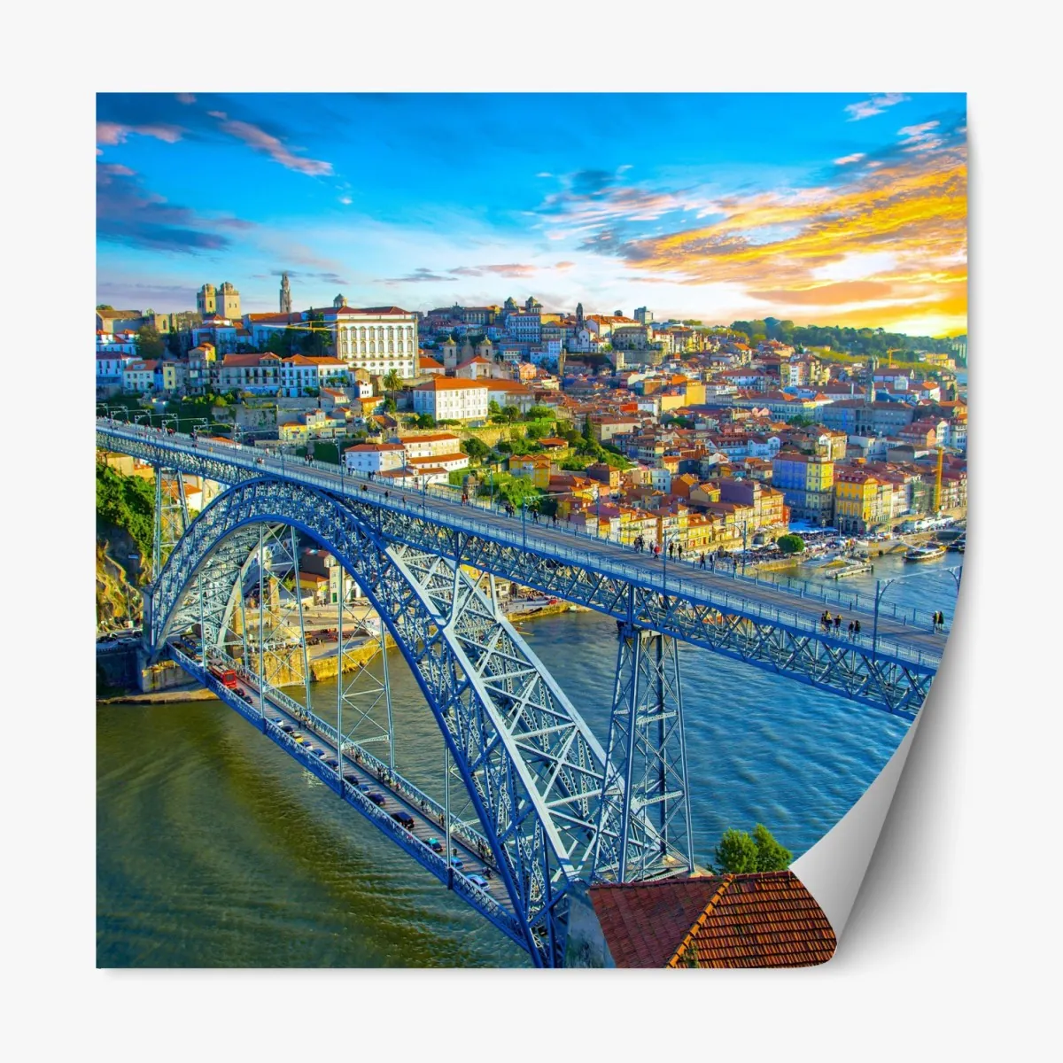 Naklejka repozycjonowalna słoneczna panorama Porto z mostem – Wallissimo® Naklejka repozycjonowalna słoneczna panorama Porto z mostem – Wallissimo®
