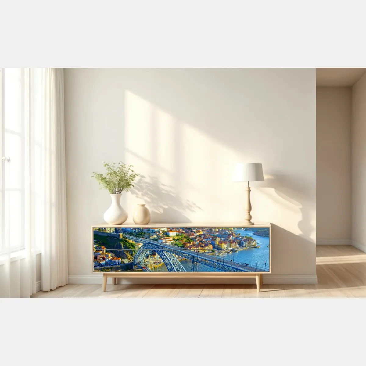 Naklejka repozycjonowalna słoneczna panorama Porto z mostem – Wallissimo® Naklejka repozycjonowalna słoneczna panorama Porto z mostem – Wallissimo®