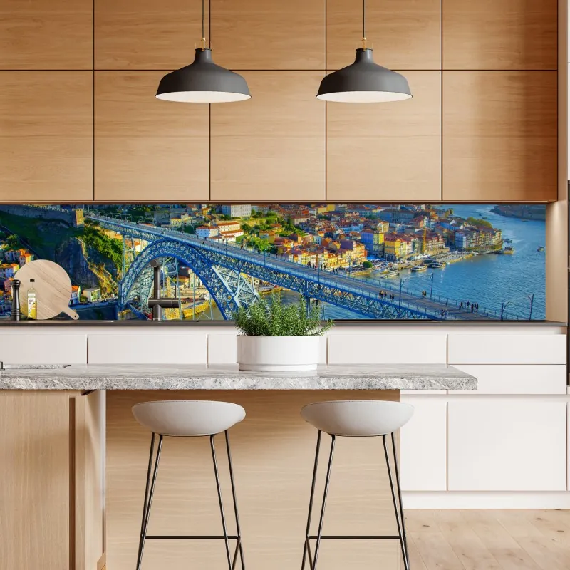 Naklejka repozycjonowalna słoneczna panorama Porto z mostem – Wallissimo® Naklejka repozycjonowalna słoneczna panorama Porto z mostem – Wallissimo®
