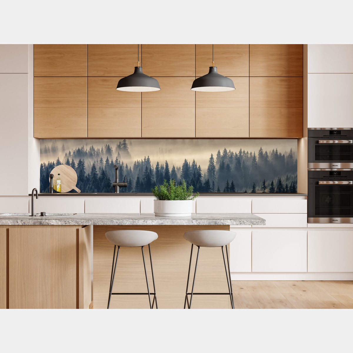 Naklejka repozycjonowalna mglista dolina świerków o świcie – Wallissimo® Naklejka repozycjonowalna mglista dolina świerków o świcie – Wallissimo®