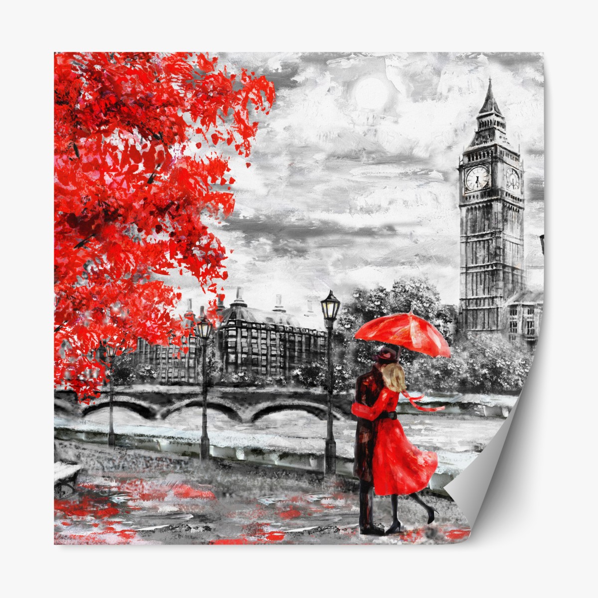 Repositionable sticker romantic rainy evening in London