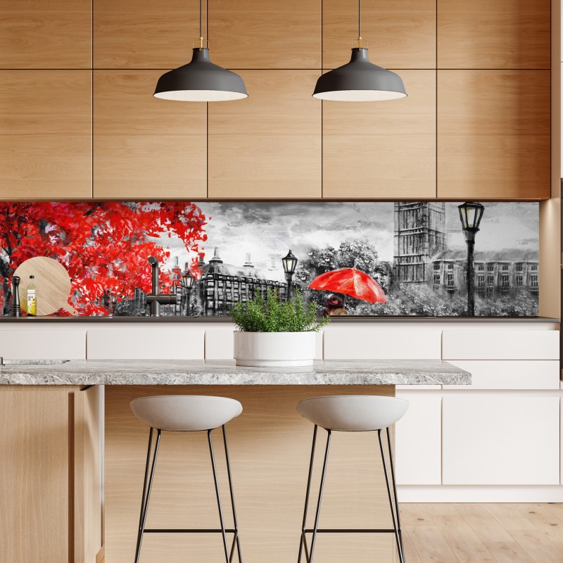 Naklejka repozycjonowalna romantyczny deszczowy wieczór w Londynie – Wallissimo® Naklejka repozycjonowalna romantyczny deszczowy wieczór w Londynie – Wallissimo®