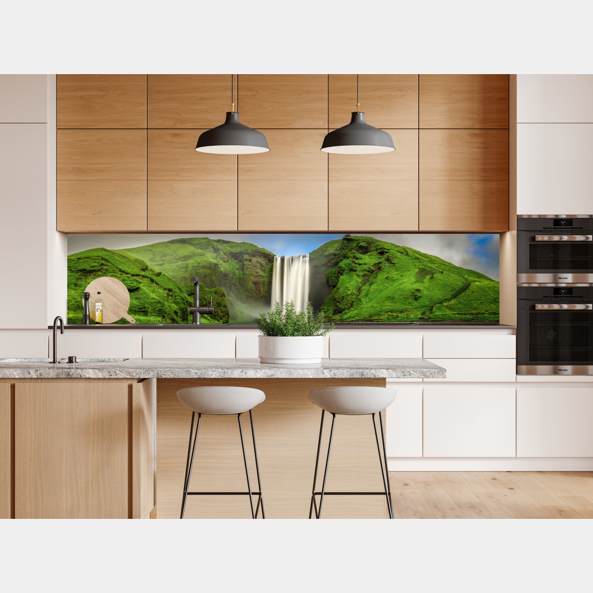 Naklejka repozycjonowalna panorama wodospadu Skogafoss – Wallissimo® Naklejka repozycjonowalna panorama wodospadu Skogafoss – Wallissimo®