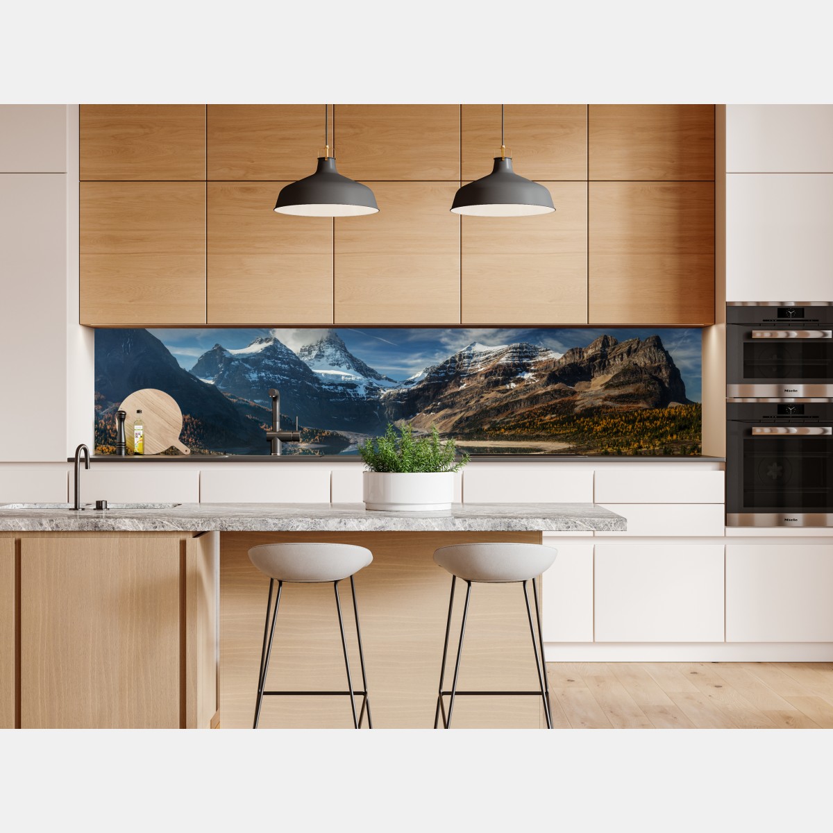 Naklejka repozycjonowalna ośnieżone szczyty odbite w jesiennym alpejskim jeziorze – Wallissimo® Naklejka repozycjonowalna ośnieżone szczyty odbite w jesiennym alpejskim jeziorze – Wallissimo®