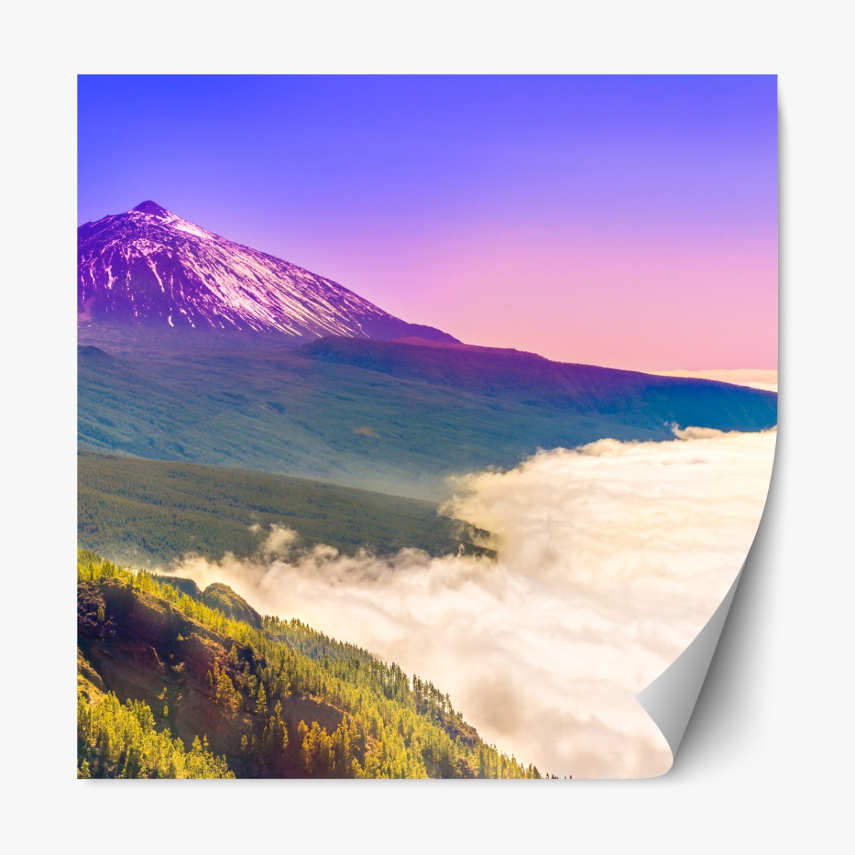 Repositionable sticker Teide volcanic peak above a sea of clouds