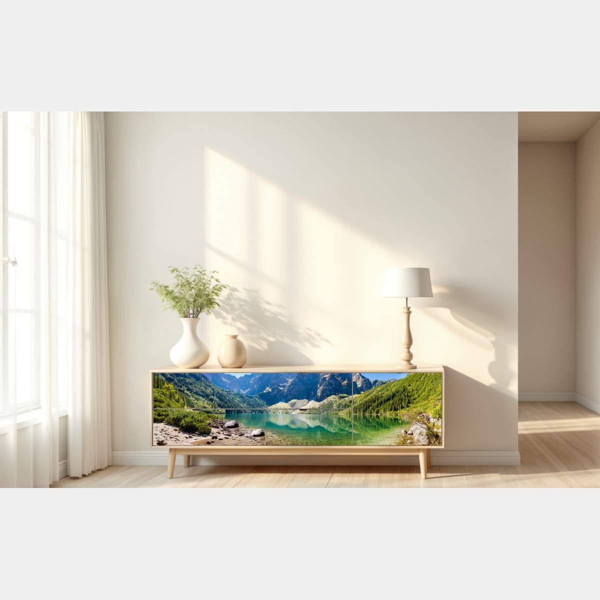 Naklejka repozycjonowalna spokojne alpejskie jezioro – Wallissimo® Naklejka repozycjonowalna spokojne alpejskie jezioro – Wallissimo®