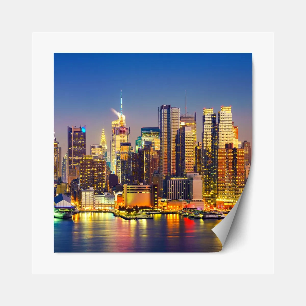 Naklejka repozycjonowalna panorama Manhattanu o zmierzchu – Wallissimo® Naklejka repozycjonowalna panorama Manhattanu o zmierzchu – Wallissimo®