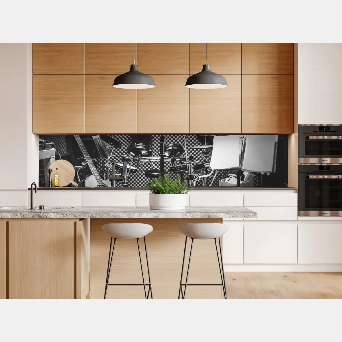 Naklejka repozycjonowalna monochromatyczne studio muzyczne – Wallissimo® Naklejka repozycjonowalna monochromatyczne studio muzyczne – Wallissimo®