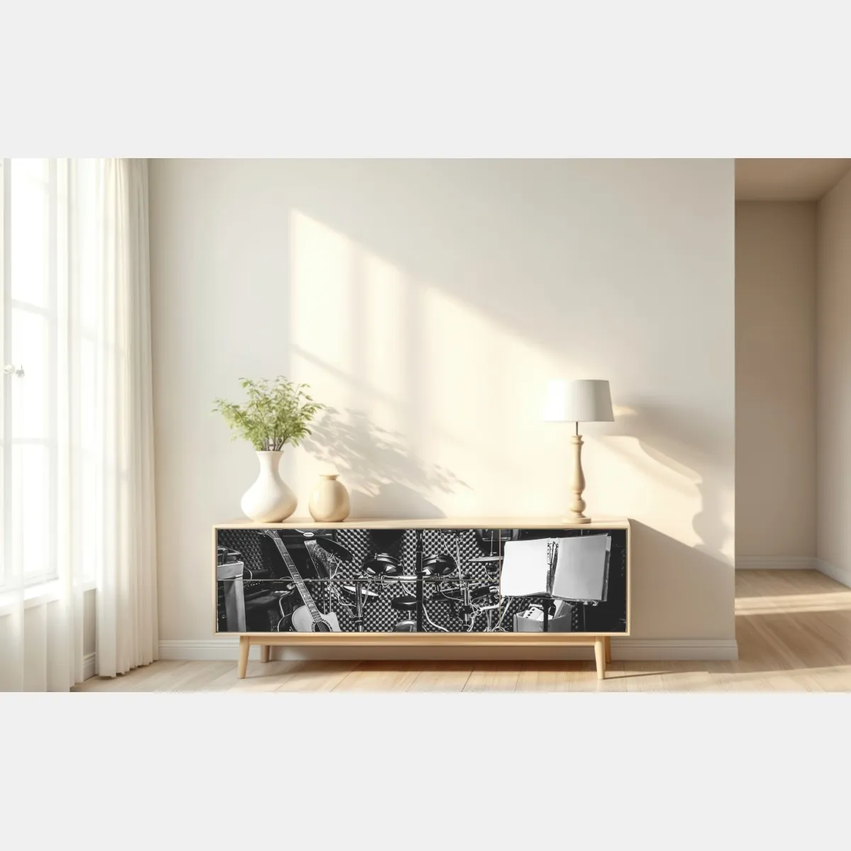 Naklejka repozycjonowalna monochromatyczne studio muzyczne – Wallissimo® Naklejka repozycjonowalna monochromatyczne studio muzyczne – Wallissimo®