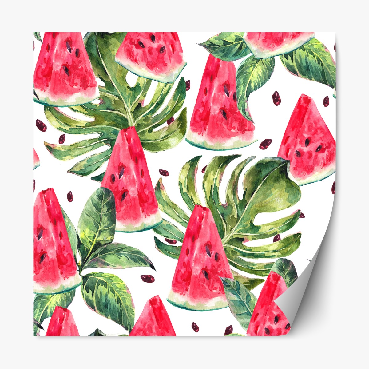 Repositionable sticker watercolor watermelon summer pattern