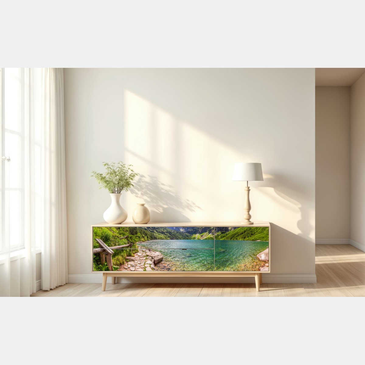 Naklejka repozycjonowalna panorama Morskiego Oka, Tatry – Wallissimo® Naklejka repozycjonowalna panorama Morskiego Oka, Tatry – Wallissimo®