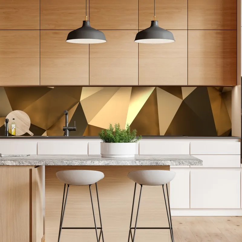 Naklejka repozycjonowalna złote geometryczne fasety – Wallissimo® Naklejka repozycjonowalna złote geometryczne fasety – Wallissimo®