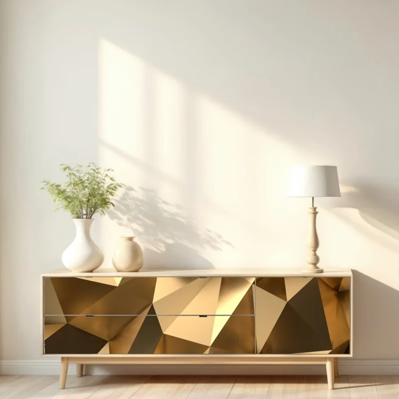 Naklejka repozycjonowalna złote geometryczne fasety – Wallissimo® Naklejka repozycjonowalna złote geometryczne fasety – Wallissimo®