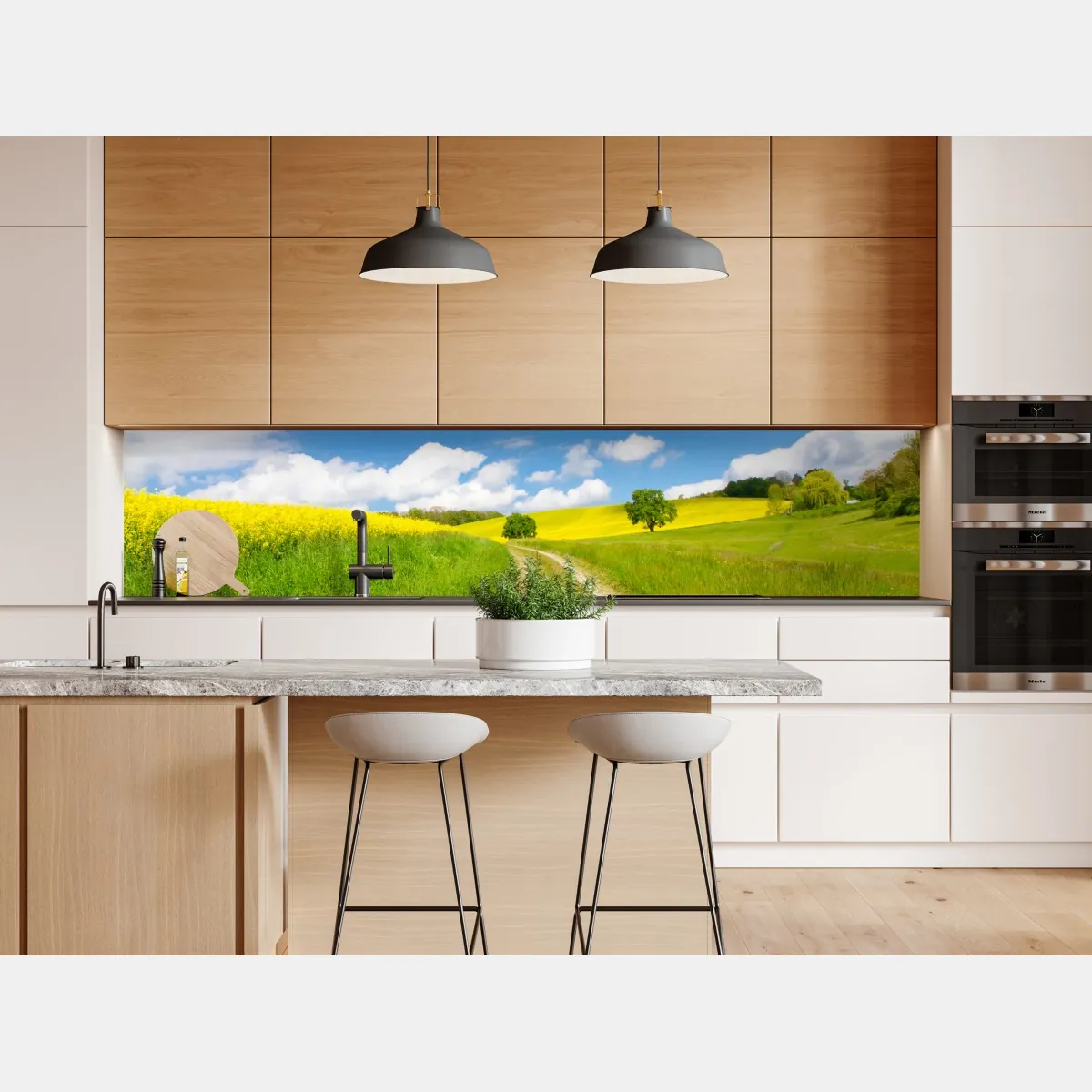 Naklejka repozycjonowalna słoneczna wiejska droga przez żółte pola – Wallissimo® Naklejka repozycjonowalna słoneczna wiejska droga przez żółte pola – Wallissimo®