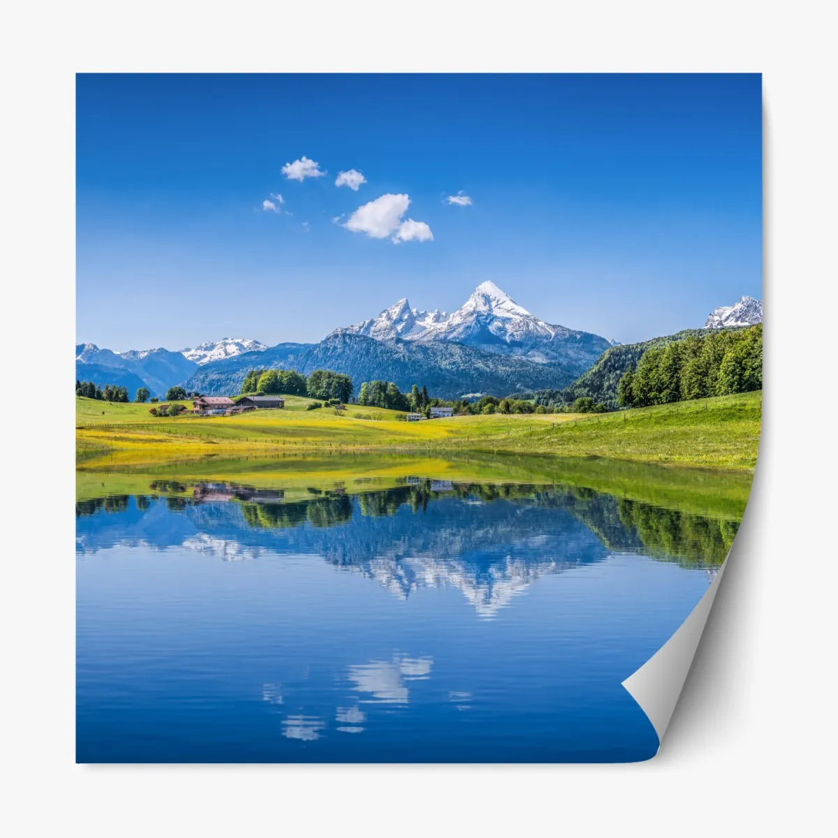Naklejka repozycjonowalna alpejskie odbicie: spokojny krajobraz górski – Wallissimo® Naklejka repozycjonowalna alpejskie odbicie: spokojny krajobraz górski – Wallissimo®