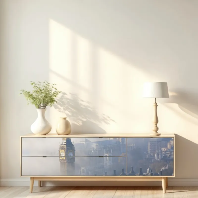 Naklejka repozycjonowalna słoneczna uliczka nad morzem z widokiem na zatokę – Wallissimo®