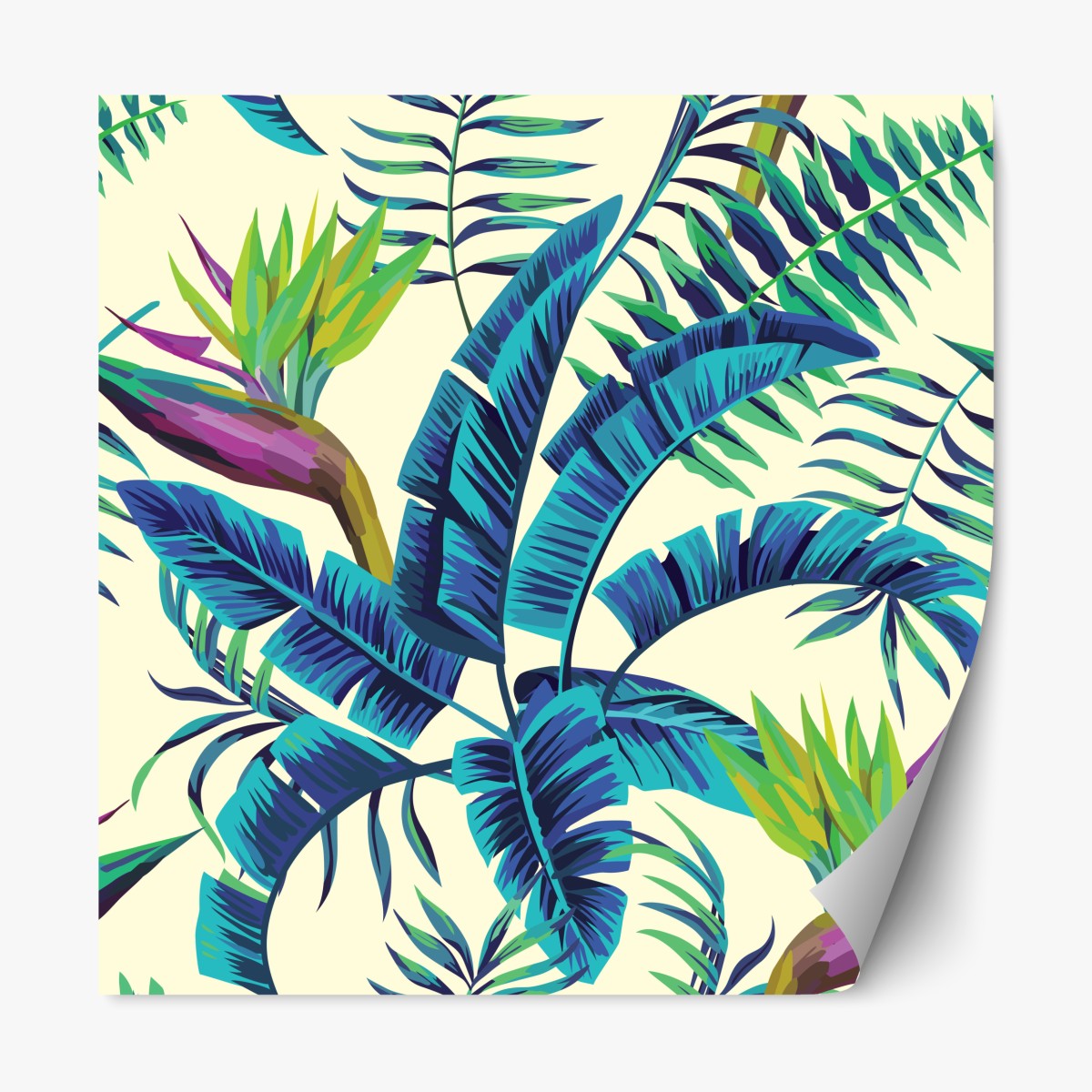 Repositionable sticker tropical turquoise leaf design