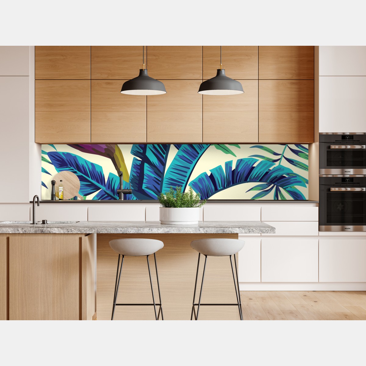 Naklejka repozycjonowalna tropikalne turkusowe liście – Wallissimo® Naklejka repozycjonowalna tropikalne turkusowe liście – Wallissimo®