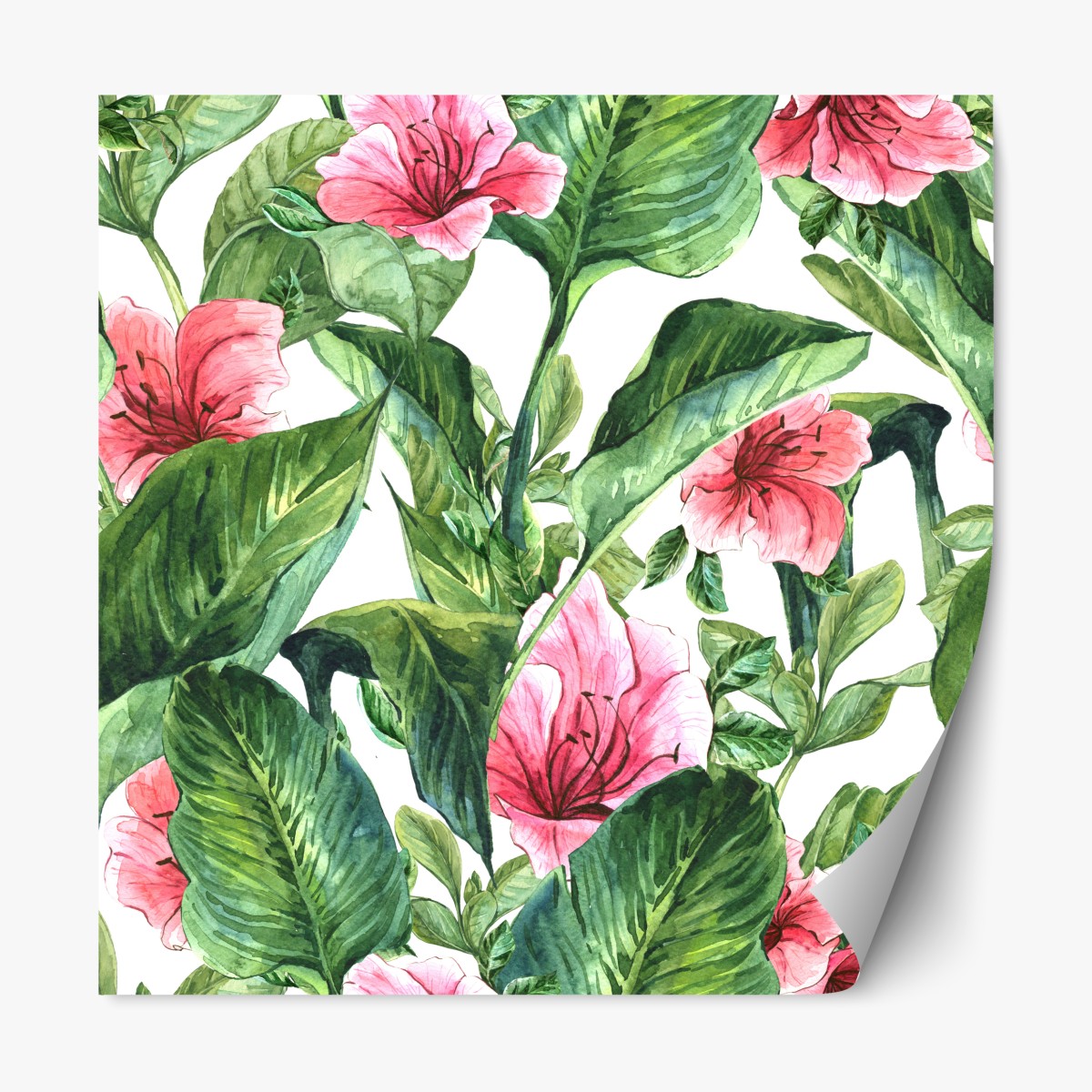 Repositionable sticker pink watercolor floral botanical print