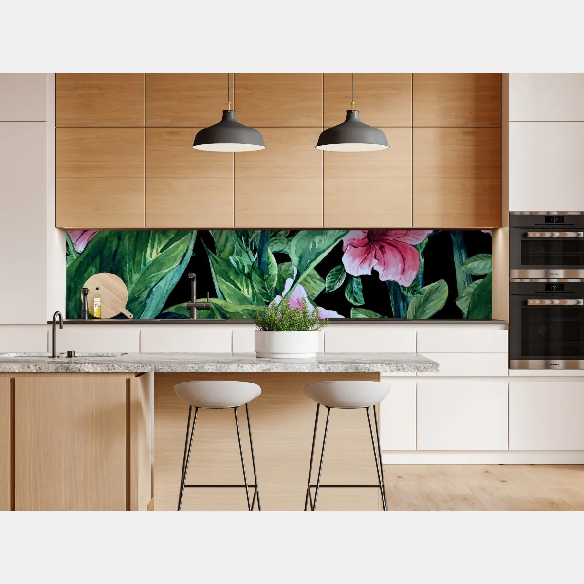 Naklejka repozycjonowalna różowe akwarelowe kwiaty na czarnym tle – Wallissimo® Naklejka repozycjonowalna różowe akwarelowe kwiaty na czarnym tle – Wallissimo®