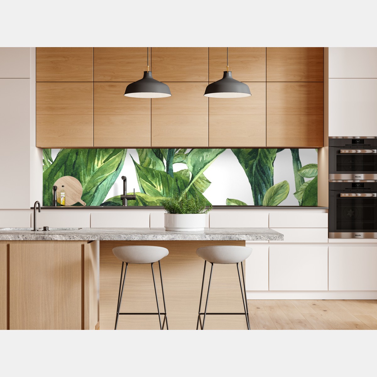 Naklejka repozycjonowalna bujny akwarelowy wzór tropikalnych liści – Wallissimo® Naklejka repozycjonowalna bujny akwarelowy wzór tropikalnych liści – Wallissimo®