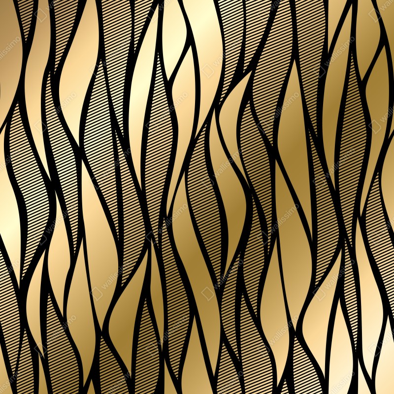 Naklejka repozycjonowalna luksusowy złoty abstrakcyjny wzór fal – Wallissimo® Naklejka repozycjonowalna luksusowy złoty abstrakcyjny wzór fal – Wallissimo®