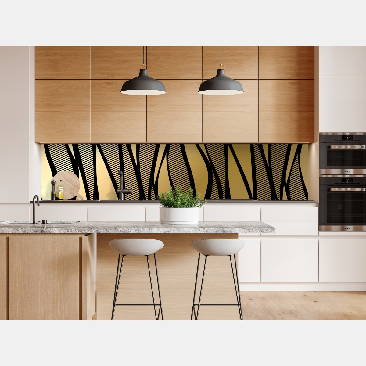 Naklejka repozycjonowalna luksusowy złoty abstrakcyjny wzór fal – Wallissimo® Naklejka repozycjonowalna luksusowy złoty abstrakcyjny wzór fal – Wallissimo®