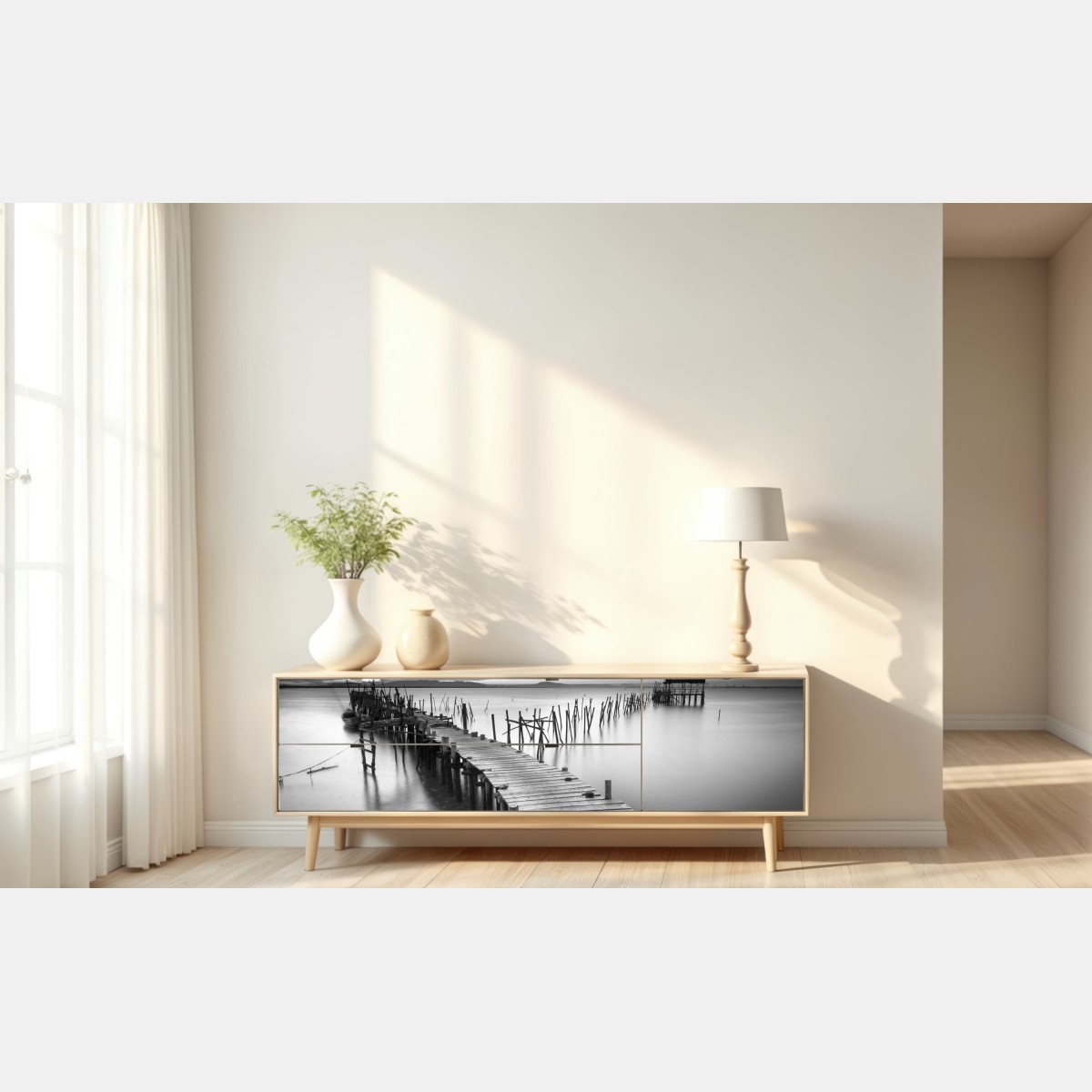 Naklejka repozycjonowalna spokojne drewniane molo o zmierzchu – Wallissimo® Naklejka repozycjonowalna spokojne drewniane molo o zmierzchu – Wallissimo®