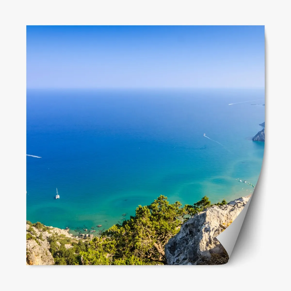 Naklejka repozycjonowalna słoneczna turkusowa zatoka – Wallissimo® Naklejka repozycjonowalna słoneczna turkusowa zatoka – Wallissimo®