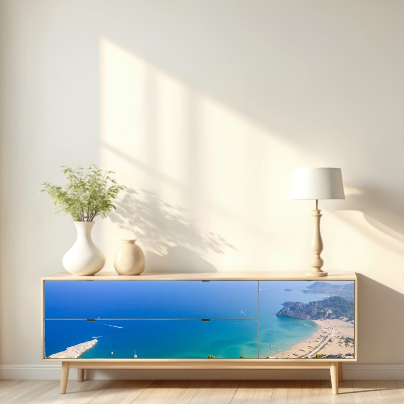 Naklejka repozycjonowalna słoneczna turkusowa zatoka – Wallissimo® Naklejka repozycjonowalna słoneczna turkusowa zatoka – Wallissimo®